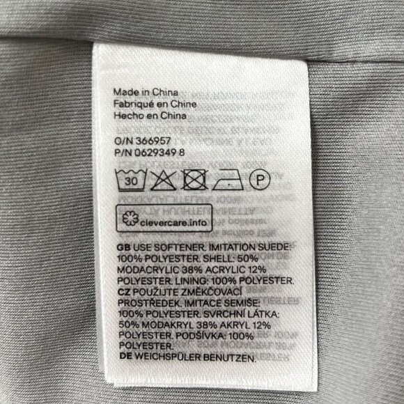 H & M Faux Fur Jacket Gray Coat Lined Womens L - Picture 12 of 13